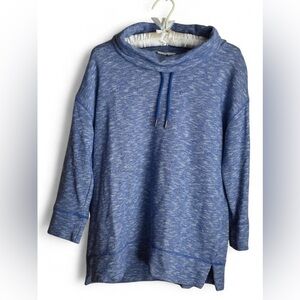 Liz Claiborne Blue Drawstring Cowl Neck Soft 3/4 Sleeves Women’s Sweatshirt